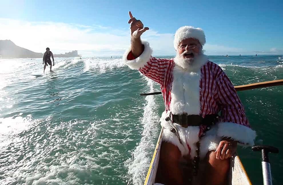 santa claus shaka surf